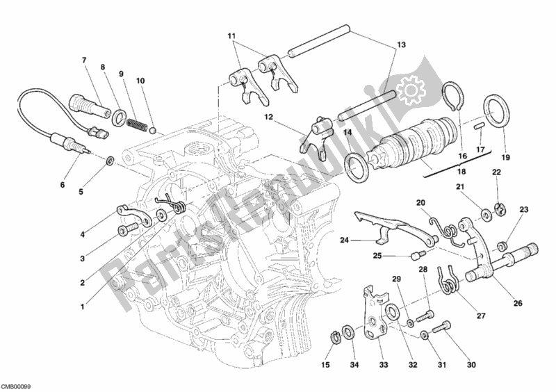 All parts for the Gear Change Mechanism of the Ducati Multistrada 620 Dark 2006